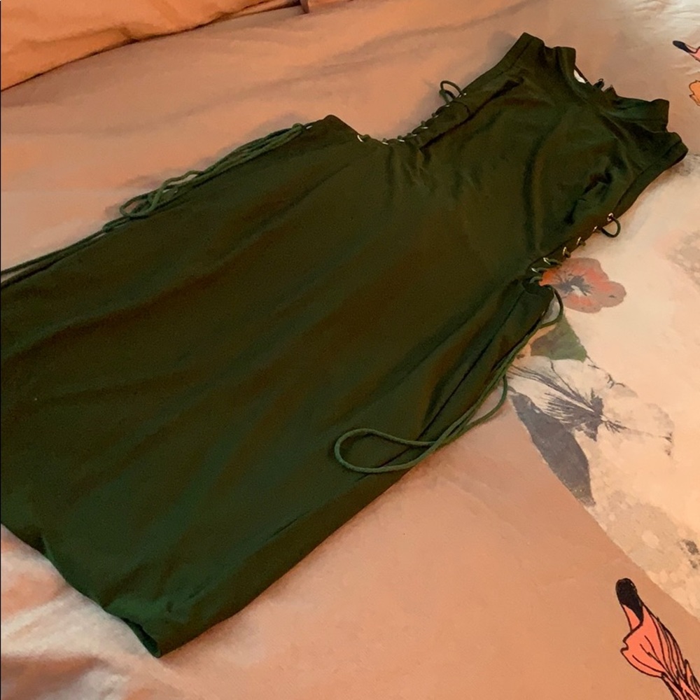 Army green side lace up dress!